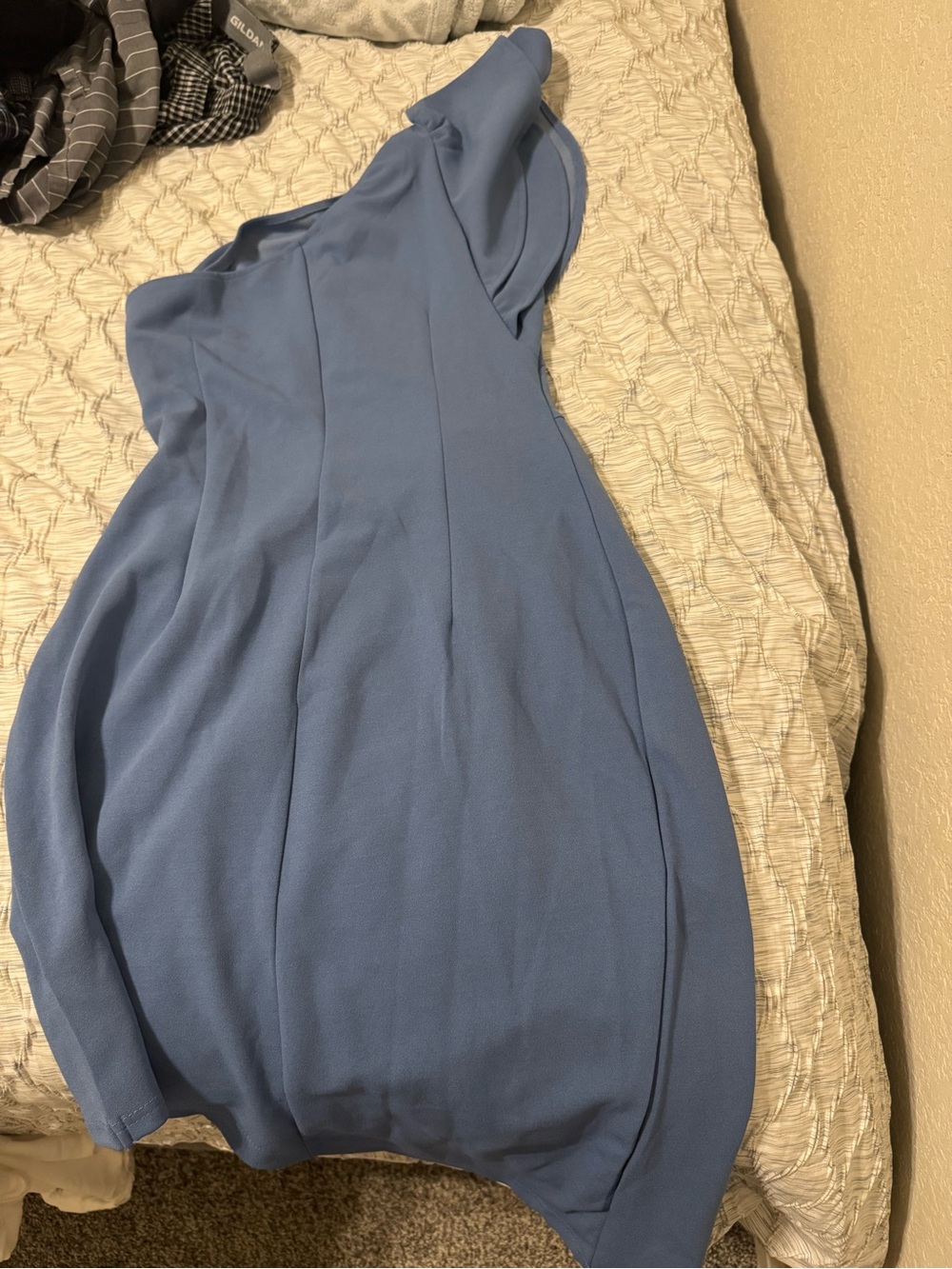 Blue One-Shoulder Ruffle Dress - Picture 2 of 4